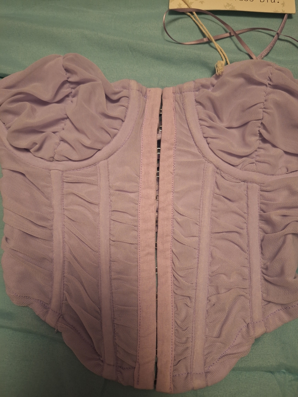 NWT Endless Blu Lilac Ruffle Mesh Bustier/Corset Top. Size S